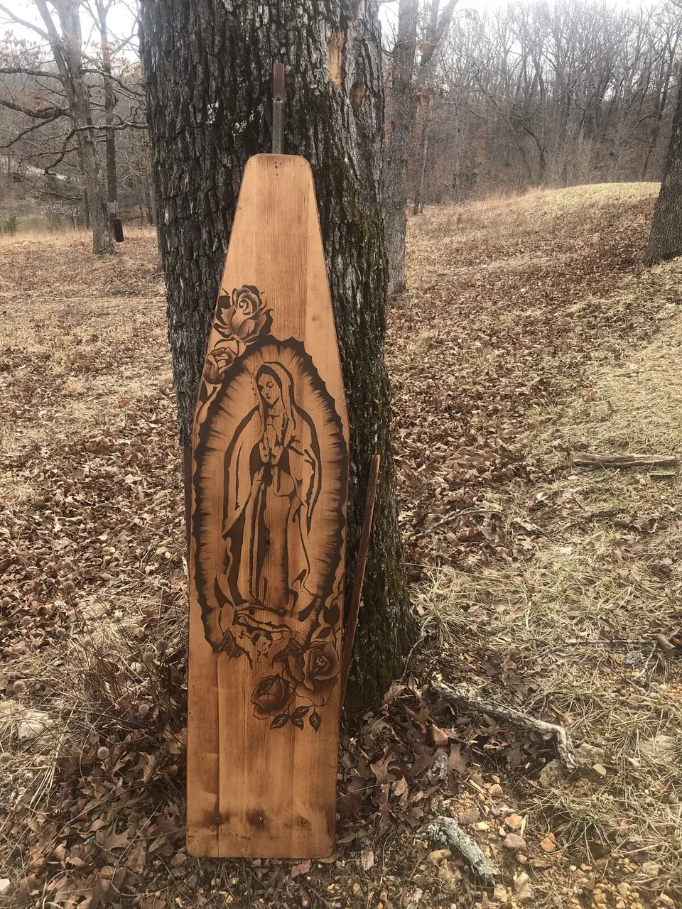 Our Lady of Guadalupe hand-stained wood panel